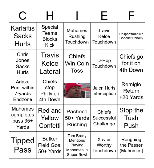 Super Bowl Bingo Card