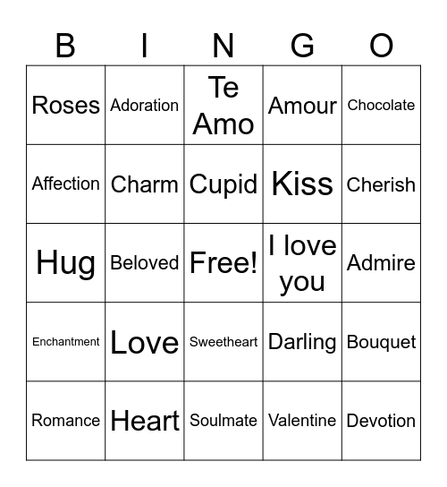 Valentine's Day Bingo Card