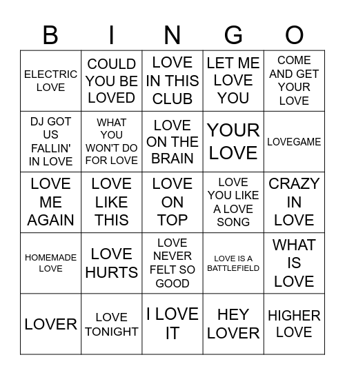 LOVE IN THE AIR! Bingo Card