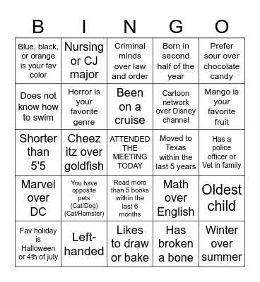 ICEBREAKER BINGO Card