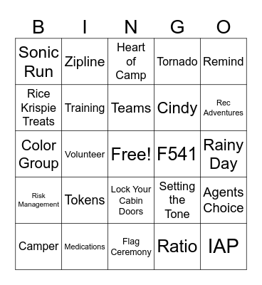 4-H Camp Planning Bingo!!!! Bingo Card