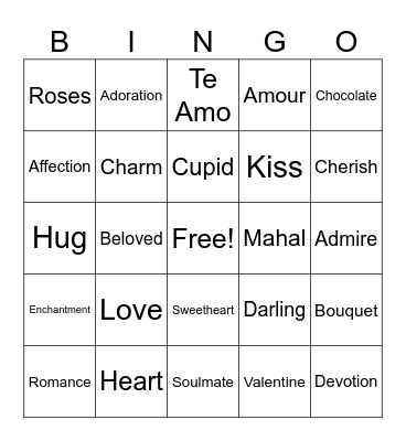 Valentine's Day Bingo Card
