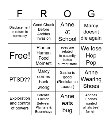 Amphibia Season 3 Bingo Card