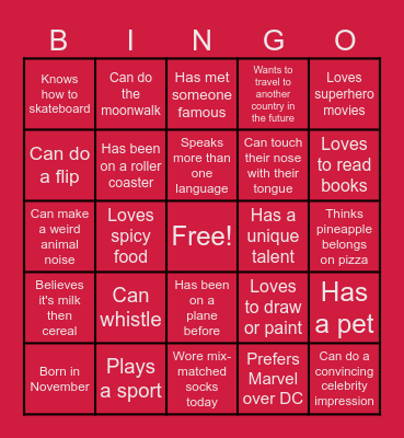 Connection Quest Bingo Card