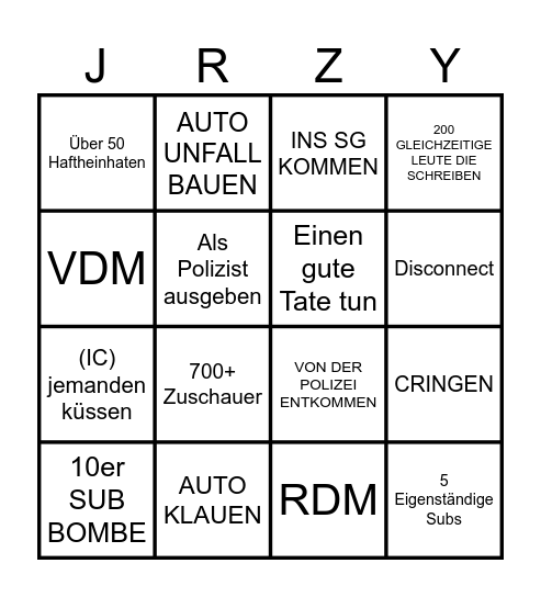 JERZY'S BINGO CARD Bingo Card