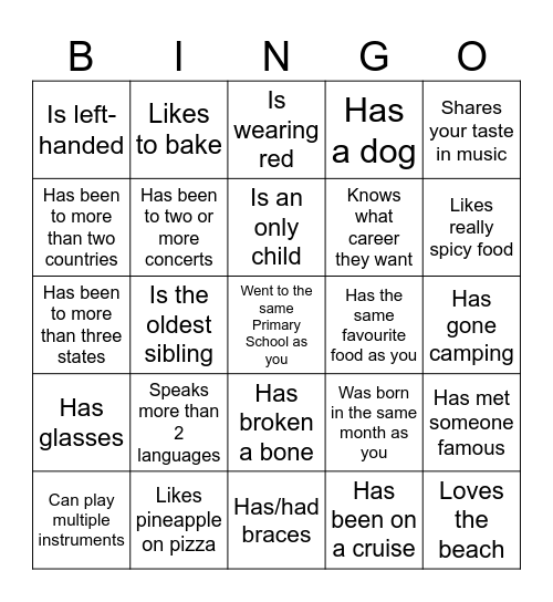 Icebreaker Bingo: Find Someone Who Bingo Card