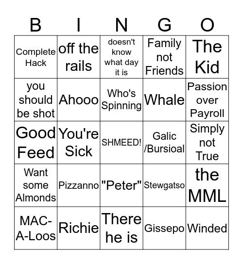 Bob Bingo Card