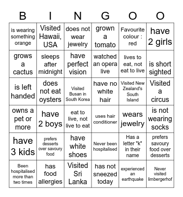 Welcome BINGO Card