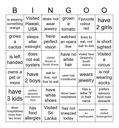 Welcome BINGO Card