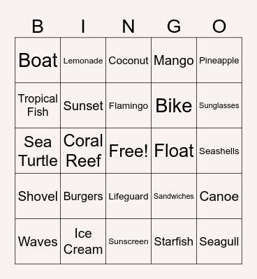 Summer Soiree - Tropical Bingo Card