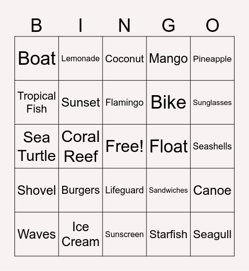 Summer Soiree - Tropical Bingo Card