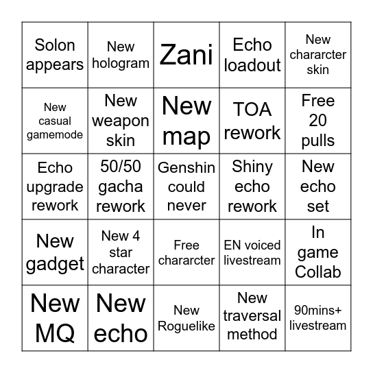 2.1 wuwa livestream Bingo Card