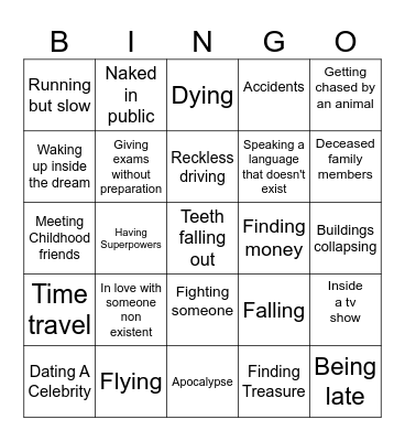Dream Bingo Card
