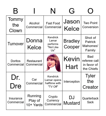 Super Bowl Bingo Card