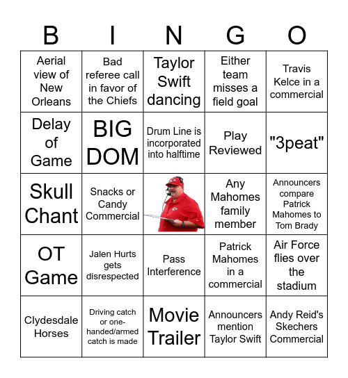 Andy Reid Card Bingo Card