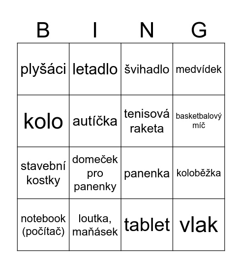 Toys Bingo Card
