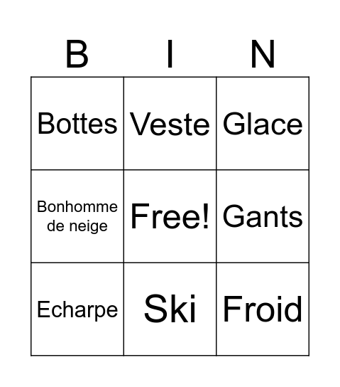 Winter Bingo Card