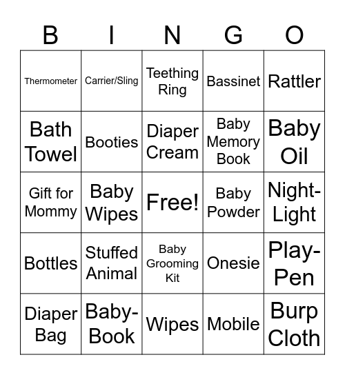 Baby Gift Bingo! Bingo Card