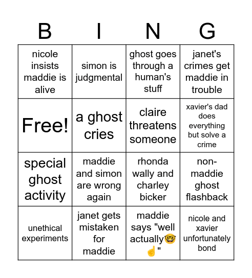 school spookies! Bingo Card