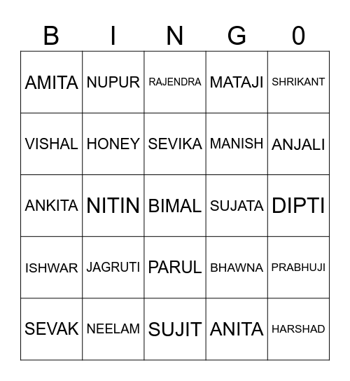 Deviyo and Sajjano Bingo Card