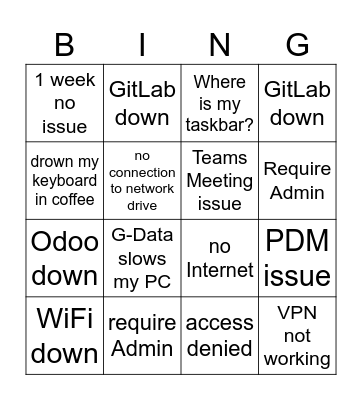 IT Bingo Card