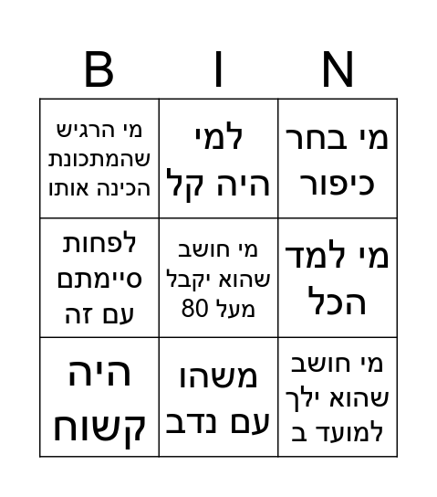 משפטים של אלי Bingo Card