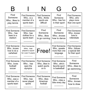 Find Someone Who... Bingo Card