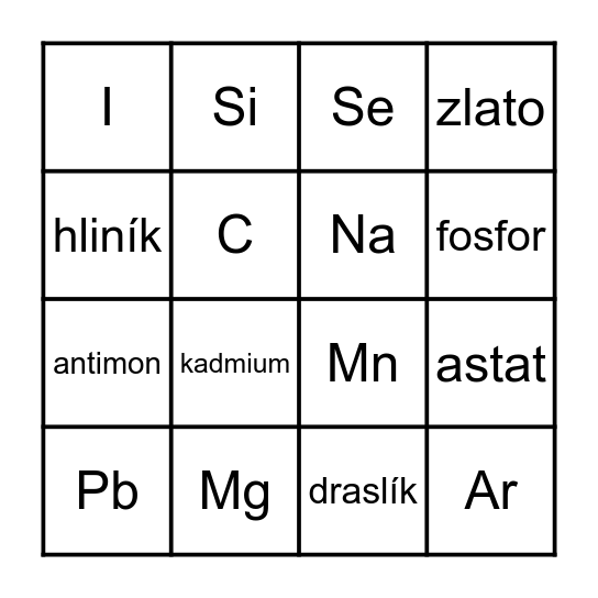 PRVKOVÉ BINGO Card