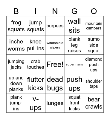 FITNESS BINGO Card