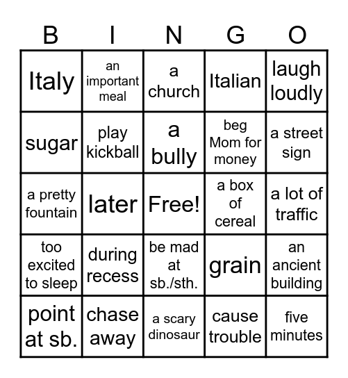 U1-4 Bingo Card