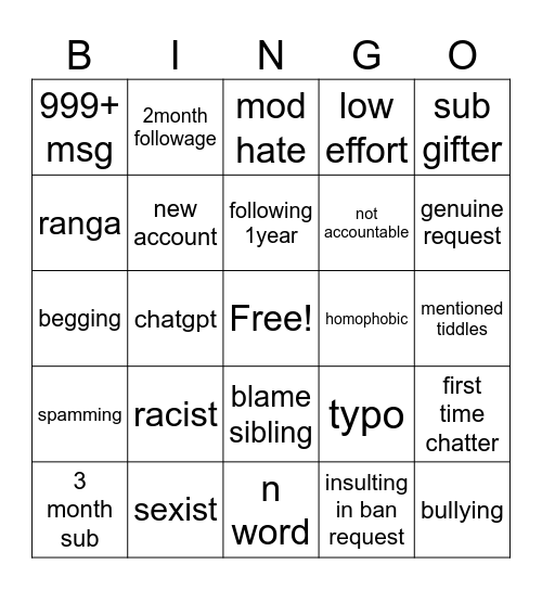 unbans Bingo Card