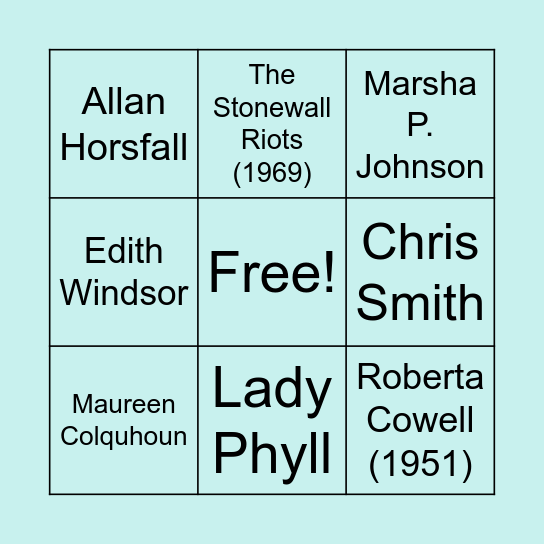 LGBTQ+ History Bingo Card