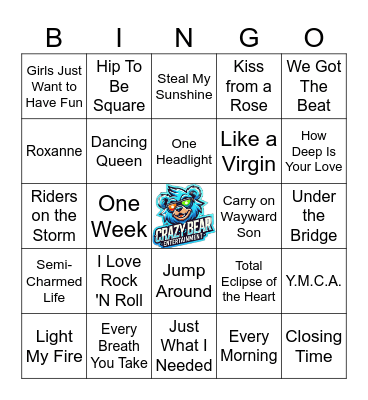 Karaoke Hits #2 Bingo Card