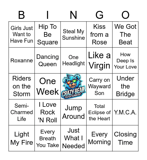 Karaoke Hits #2 Bingo Card