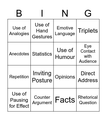 The Power of Words Bingo Card