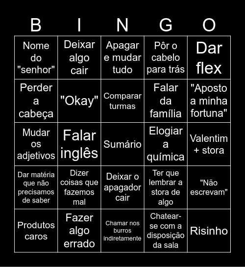 FQ Bingo Card