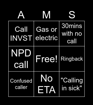 A M S - Bingo Card