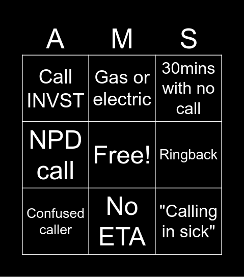 A M S - Bingo Card