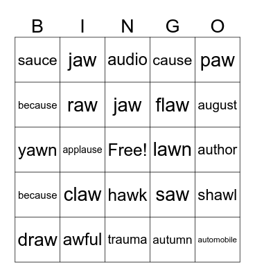 aw vs au Bingo Card