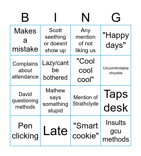 Kiran Bingo Card