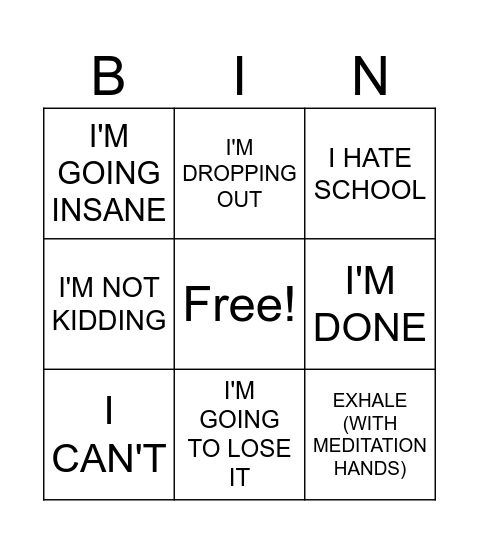 McKenzie Elia "isms" Bingo Card