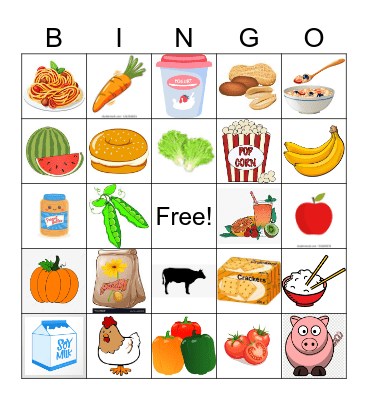 Healthy Foods Bingo Card