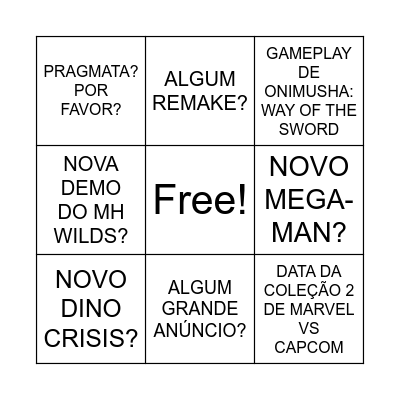 CAPCOM SPOTLIGHT 2025 Bingo Card