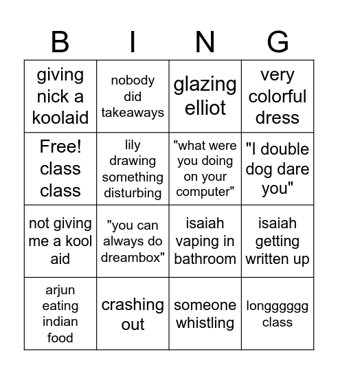 Ms.navarro bingo card Bingo Card