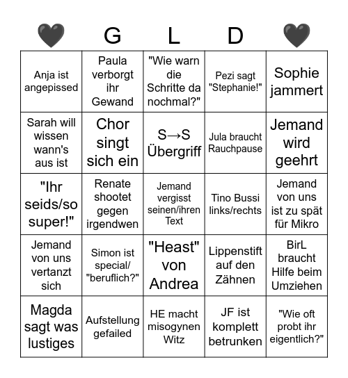 Love, Peace and Shots Bingo Card
