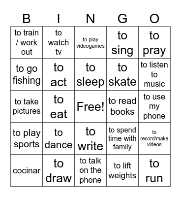 Actividades Bingo Card