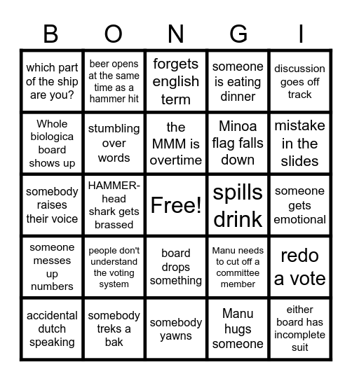 The Great MMM Bingo Card