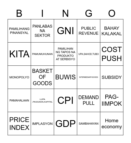 3rd QUATER Bingo Card