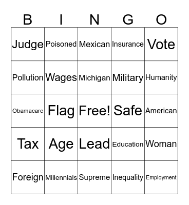 Debate Bingo Card