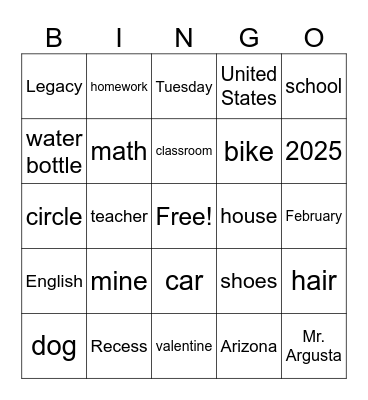 EL Bingo Card